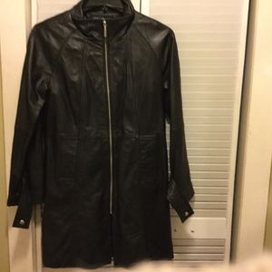 Black all leather barn coat